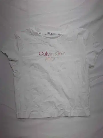캘빈 클라인 로고 자수 T셔츠 화이트 계열 S 사이즈