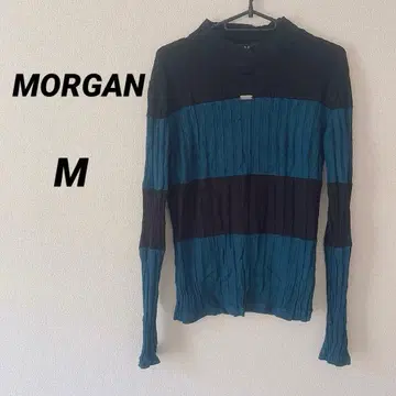 MORGAN [ M ] 스트라이프 리브 긴팔 니트 루즈핏