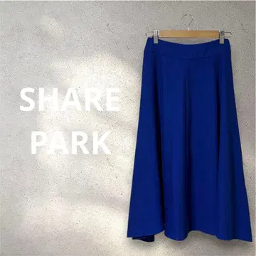 [ SHARE PARK ] 코르셋풍 허리 디자인 블루 플레어 스커트