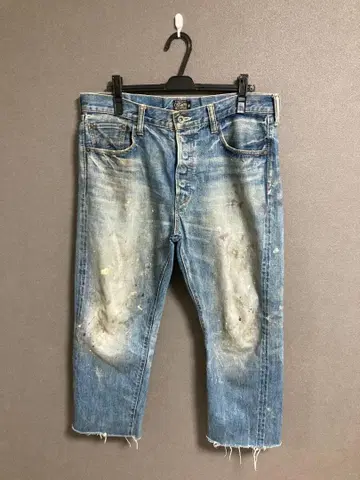 COOTIE 데미지 페인트 프린지 데님 팬츠 34