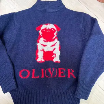OLIVER 강아지 디자인 울 스웨터 S