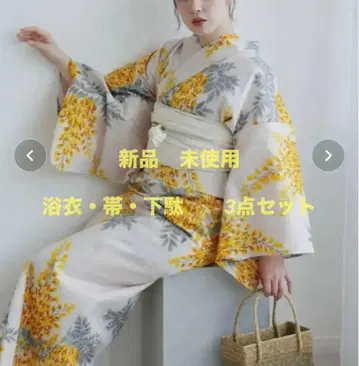 새상품 미사용 유카타 2부식 utatane 일본 국내 염색 미모사