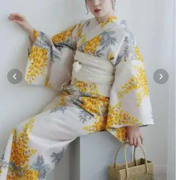 새상품 미사용 유카타 2부식 utatane 일본 국내 염색 미모사