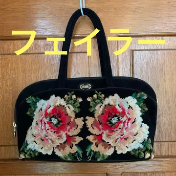 [ FEILER ] 새상품급 꽃무늬 핸드백 블랙