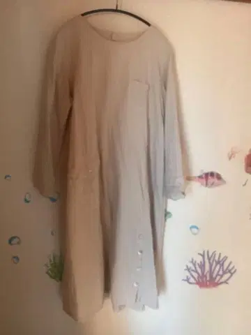 DAVO-DAVO 베이지 린넨 소재 원피스