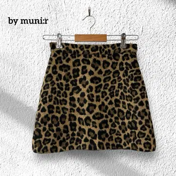 바이무니르 [ M ] 사다리꼴 미니 스커트 레오파드 무늬 안감