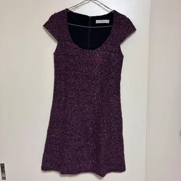 퍼플 계열 트위드풍 슬리브리스 원피스