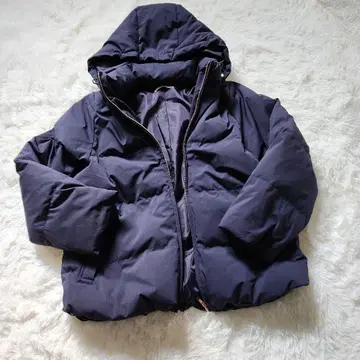 Thevon 후드 부착 2WAY 심리스 다운 세봉 네이비