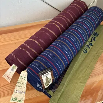 문점 무늬 명주 이세사키 울 기모노 옷감 보라색과 파란색 스트라이프