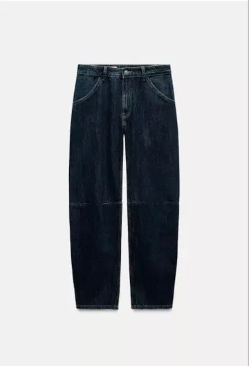 ZARA TRF BALLOON 미드 라이즈 38 다크 인디고 블루