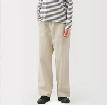 무인양품 여성 워싱 헤링본 베이커 스트레이트 팬츠