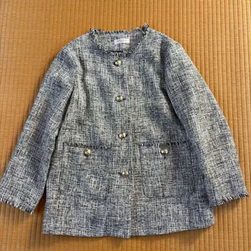 노카라 트위드 자켓 블랙 화이트