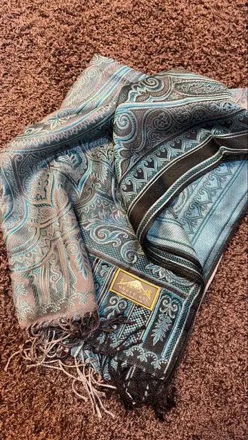 미사용품 초고급 수제 대형 실크 스톨 오보로 직조 프린지 일본제