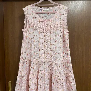 핑크하우스 장미 자수 원피스 핑크