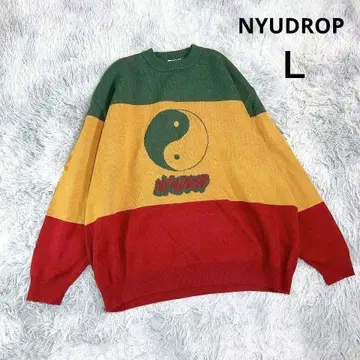 [뉴 드롭] 음양 로고 크루넥 니트 배색 (L) 루즈핏
