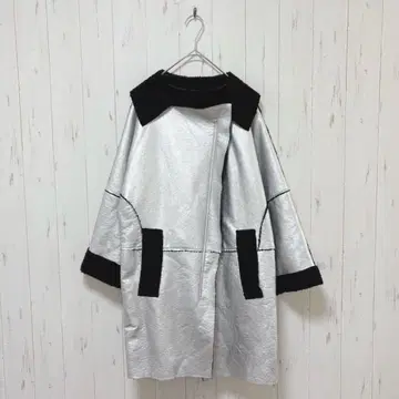 Y112 루칠 루틸 무스탕 코트 실버 아우터 보아 안감