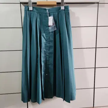 블루그린 플리츠 스커트