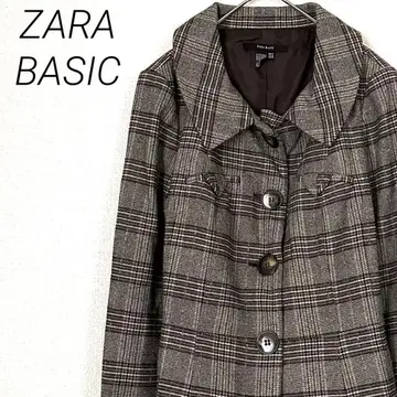 ZARA BASIC 글렌체크 자켓 벨트 울 혼방 안감 부착