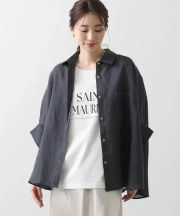 새상품급 그레디 브릴리언트 차콜 그레이 린넨 돌먼 셔츠