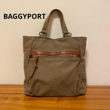 카키색 캔버스 토트백 배기포트