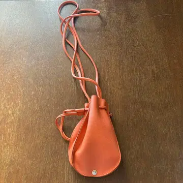 Lattice 오렌지 브라운 숄더 복조리 파우치