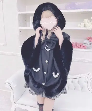 MARS 판초 케이프 코트 코트 블랙 마즈