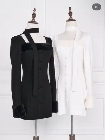 bunnylis 머플러 포함 퍼 컷 원피스