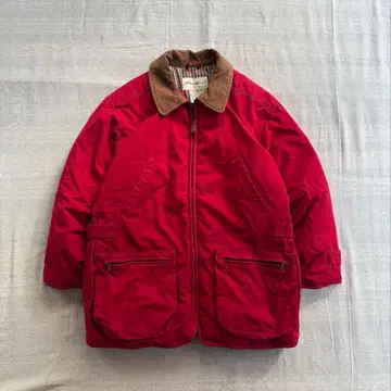 레어 90s 에디 바우어 다운 자켓 하프 코트 빨간색 화이트 택