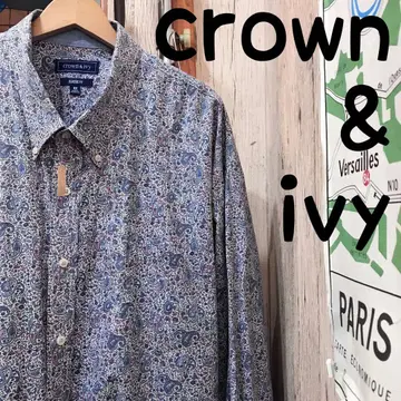 crown&ivy 올 패턴 빅 셔츠 4X 구제 의류 (1876)