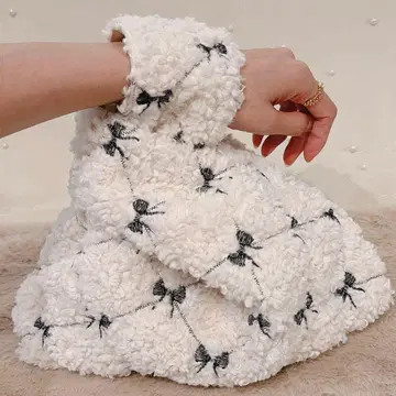 토트백 리본 자수 원단 화이트