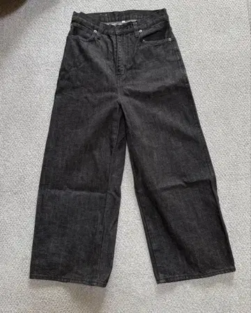 미디움 솔리드 와이드 데님 팬츠