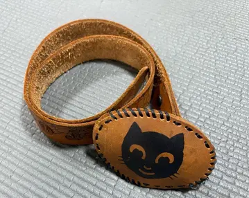 고양이 디자인 가죽 벨트