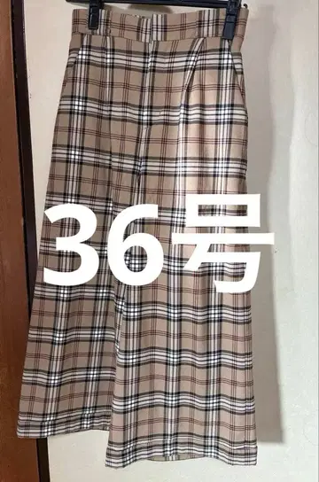 레스 빠세 36호 베이지 체크 무늬 바지