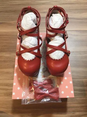 Angelic pretty 통굽 신발 빨간색 미사용 새상품