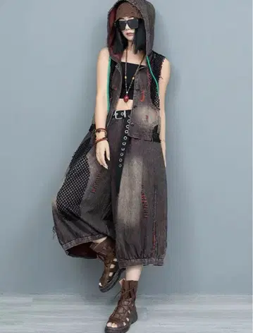 슬리브리스 크롭 팬츠 데님 셋업