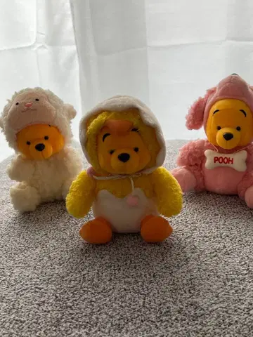 디즈니 스토어 곰돌이 푸 봉제 인형 3체 세트 병아리 양 푸들