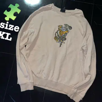 H&M 애니멀 자수 아이스 그린 맨투맨 호랑이 용