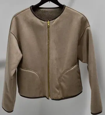 여성용 베이지 플리스 리버서블 자켓