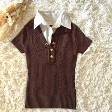 [앤 바이 핑키앤다이안] 브라운 니트 베스트 L 사이즈 (38)