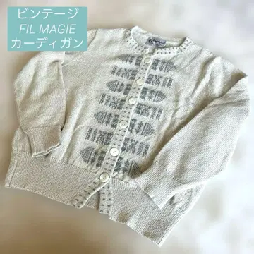 빈티지 FIL MAGE 아이보리 긴팔 가디건 실크 30%