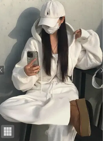 GRL 화이트 후디 팬츠 셋업