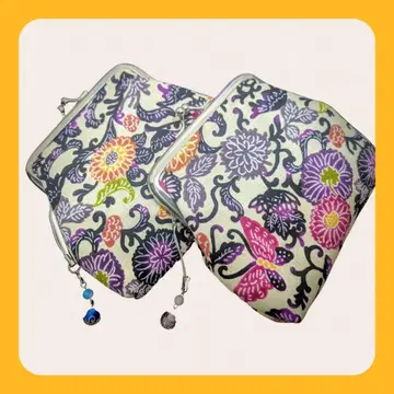 꽃무늬 패브릭 소재 코인 케이스 2개 세트 오키나와 류큐
