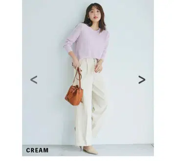 [ 새상품 ] 센터 프레스 와이드 팬츠 크림