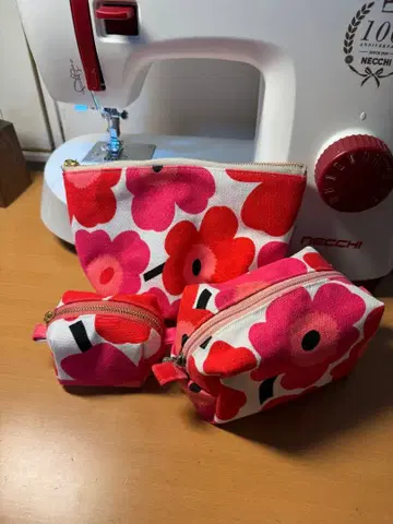 꽃무늬 캔버스 파우치 세트 (3점)