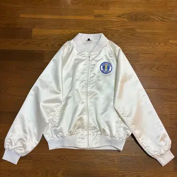 80s 90s USA USAF 풀 집업 나일론 바시티 자켓 XL 화이트