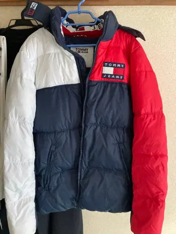 TOMMY JEANS 후드 부착 다운 자켓 L