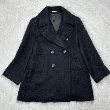 핑키 다이앤 롱 코트 모헤어 사뮤엘 트위드 영국 원단 블랙 M