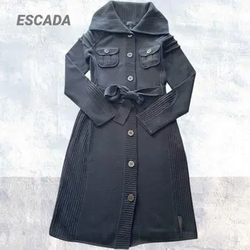 [ 새상품급 ] ESCADA 니트 원피스 롱 가디건 S 블랙