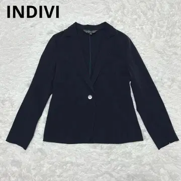 새상품급 INDIVI 테일러드 자켓 네이비 40 일본제 워셔블