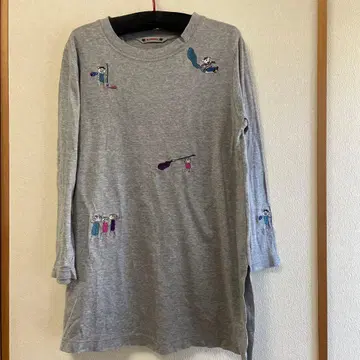 자수 디자인 그레이 긴팔 튜닉 M 사이즈